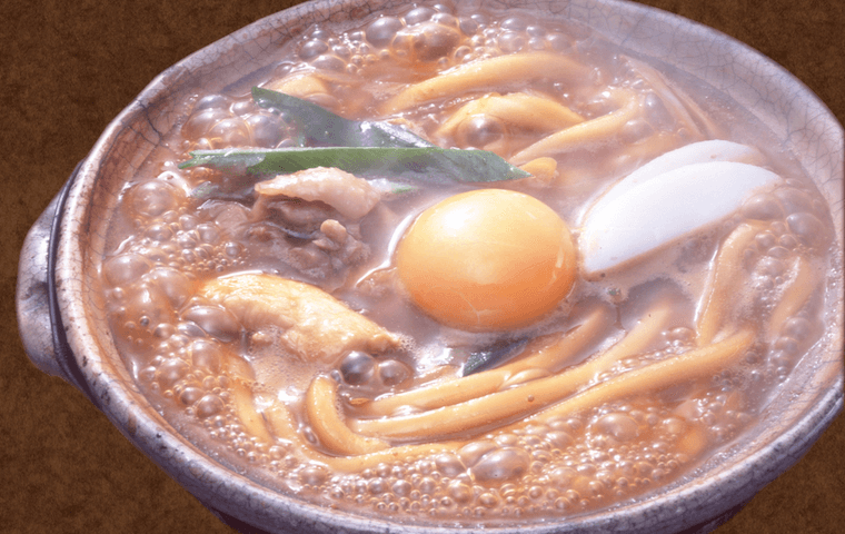 Stewed miso udon noodles with Nagoya Cochin chicken